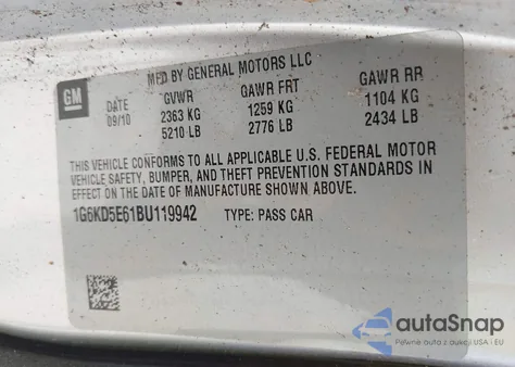 2011 Cadillac Dts Luxury Collection из США, поврежденный, VIN 1G6KD5E61BU119942